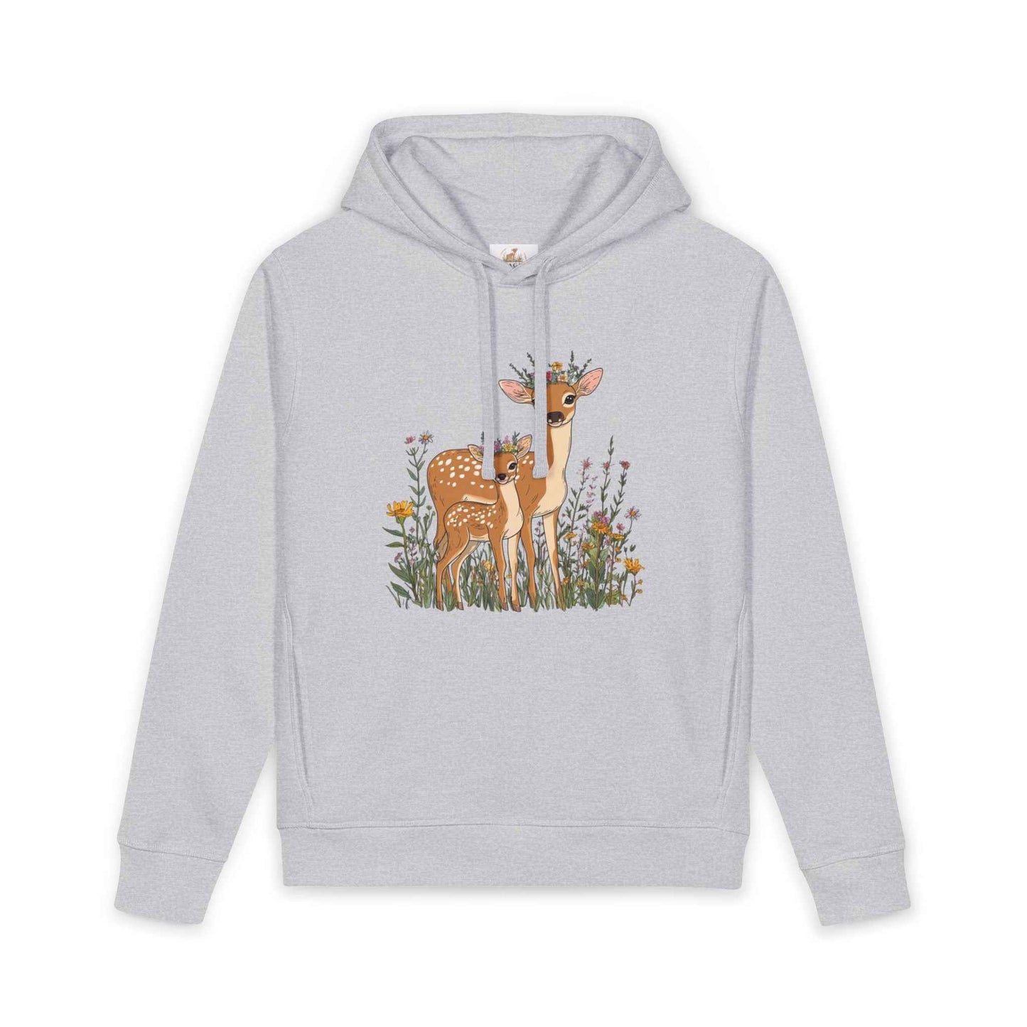 Deer Mama Fawn Hoodie - Floral Graphic Hoodie for Nature Lovers
