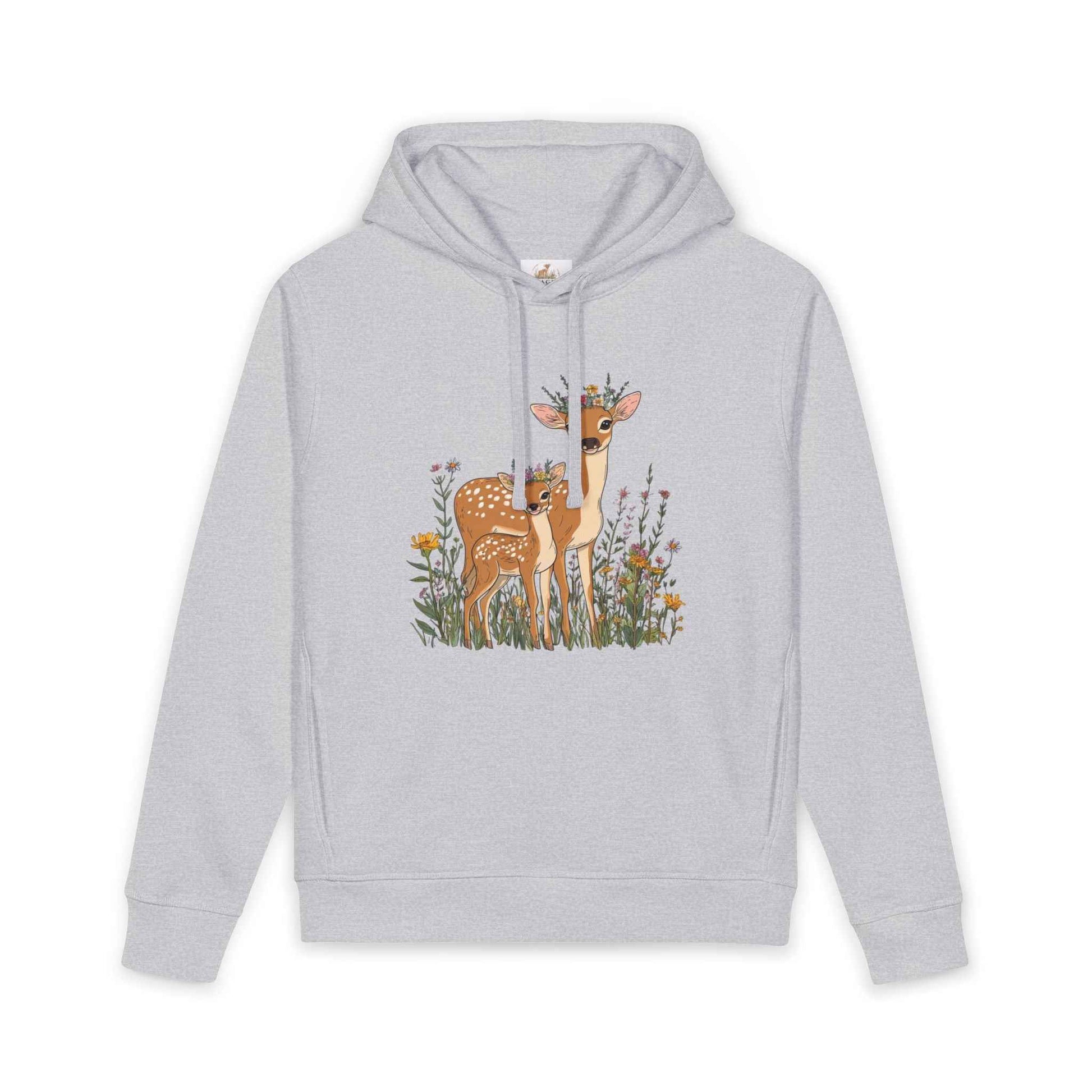 Deer Mama Fawn Hoodie - Floral Graphic Hoodie for Nature Lovers