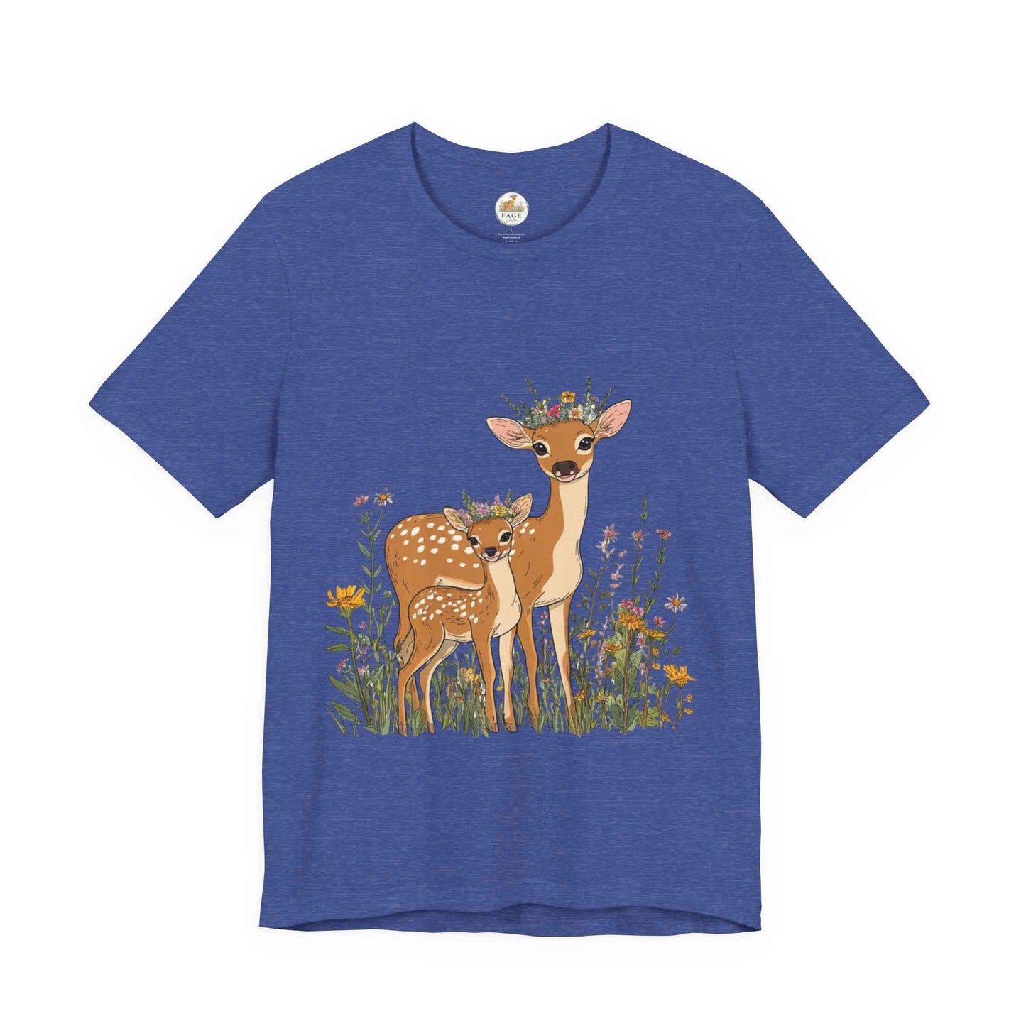 Floral Deer T-Shirt - Mama and Fawn Illustration Tee