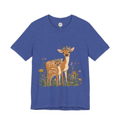 Floral Deer T-Shirt - Mama and Fawn Illustration Tee
