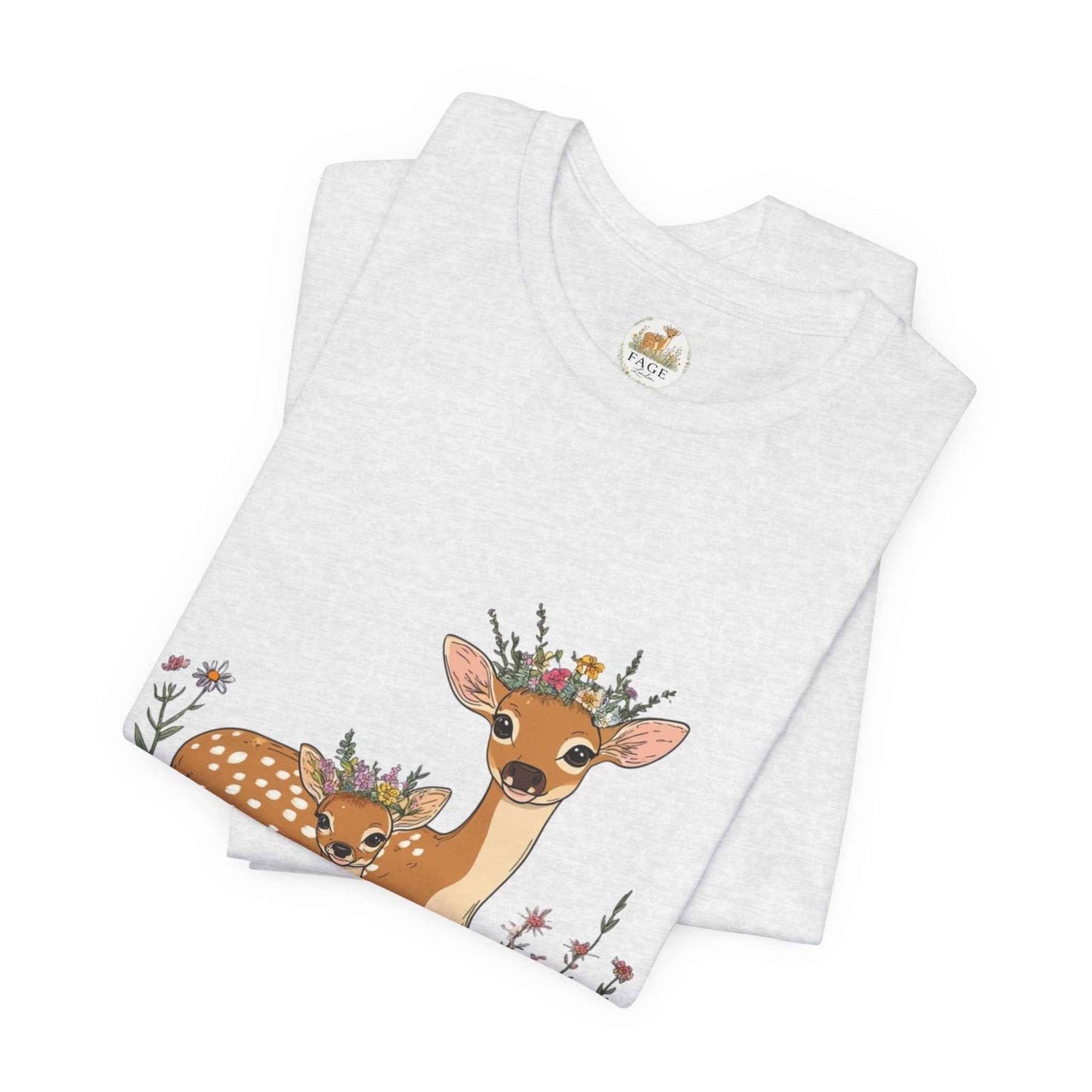 Floral Deer T-Shirt - Mama and Fawn Illustration Tee