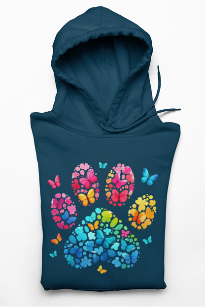 Butterfly Paw Print Hoodie - Eco-Friendly Side Pocket Design