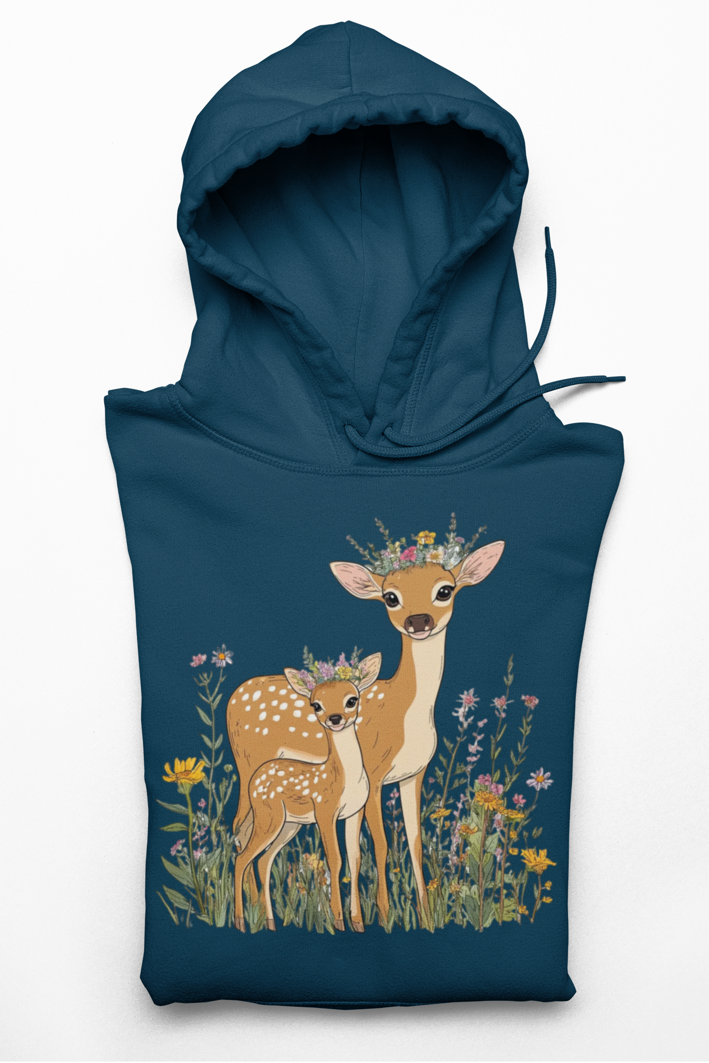 Deer Mama Fawn Hoodie - Floral Graphic Hoodie for Nature Lovers