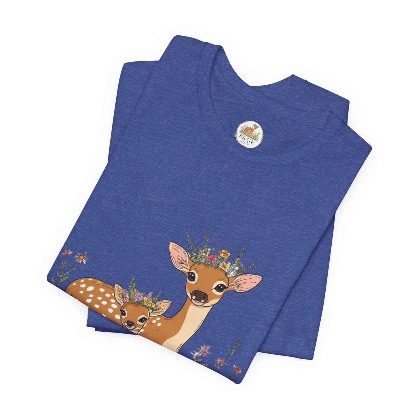 Floral Deer T-Shirt - Mama and Fawn Illustration Tee