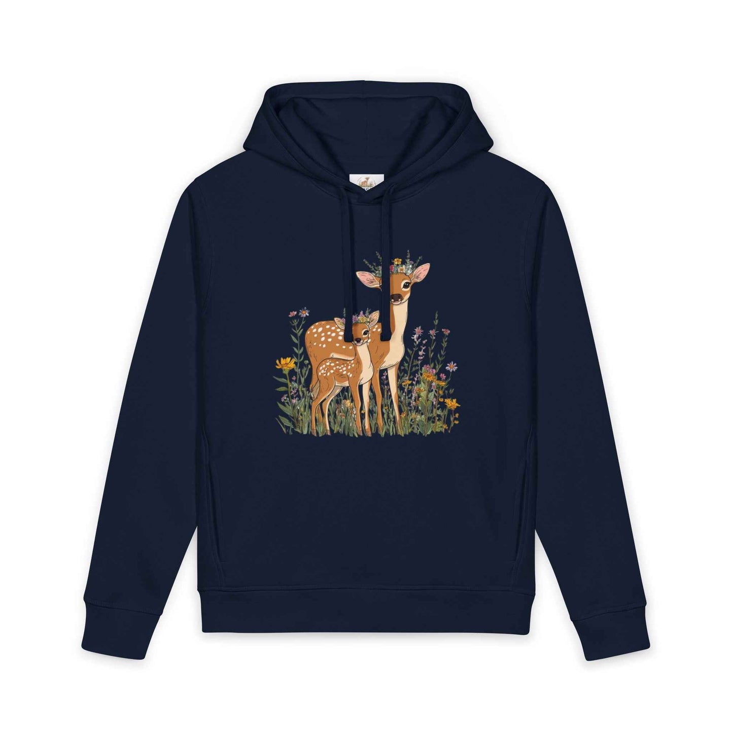 Deer Mama Fawn Hoodie - Floral Graphic Hoodie for Nature Lovers
