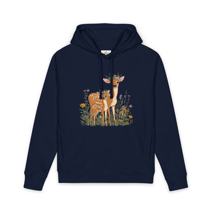 Deer Mama Fawn Hoodie - Floral Graphic Hoodie for Nature Lovers