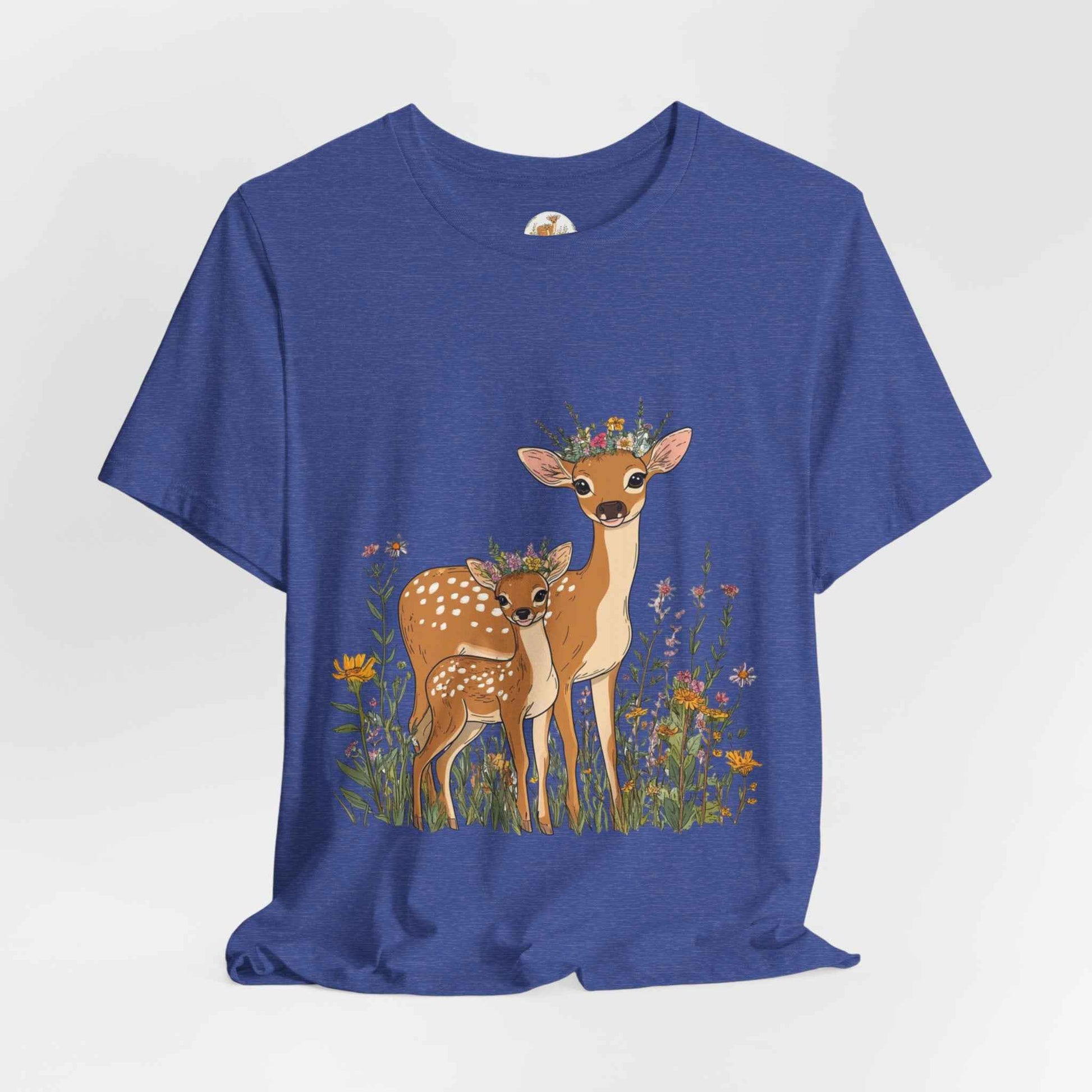 Floral Deer T-Shirt - Mama and Fawn Illustration Tee