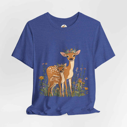 Floral Deer T-Shirt - Mama and Fawn Illustration Tee
