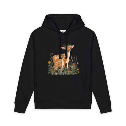 Deer Mama Fawn Hoodie - Floral Graphic Hoodie for Nature Lovers