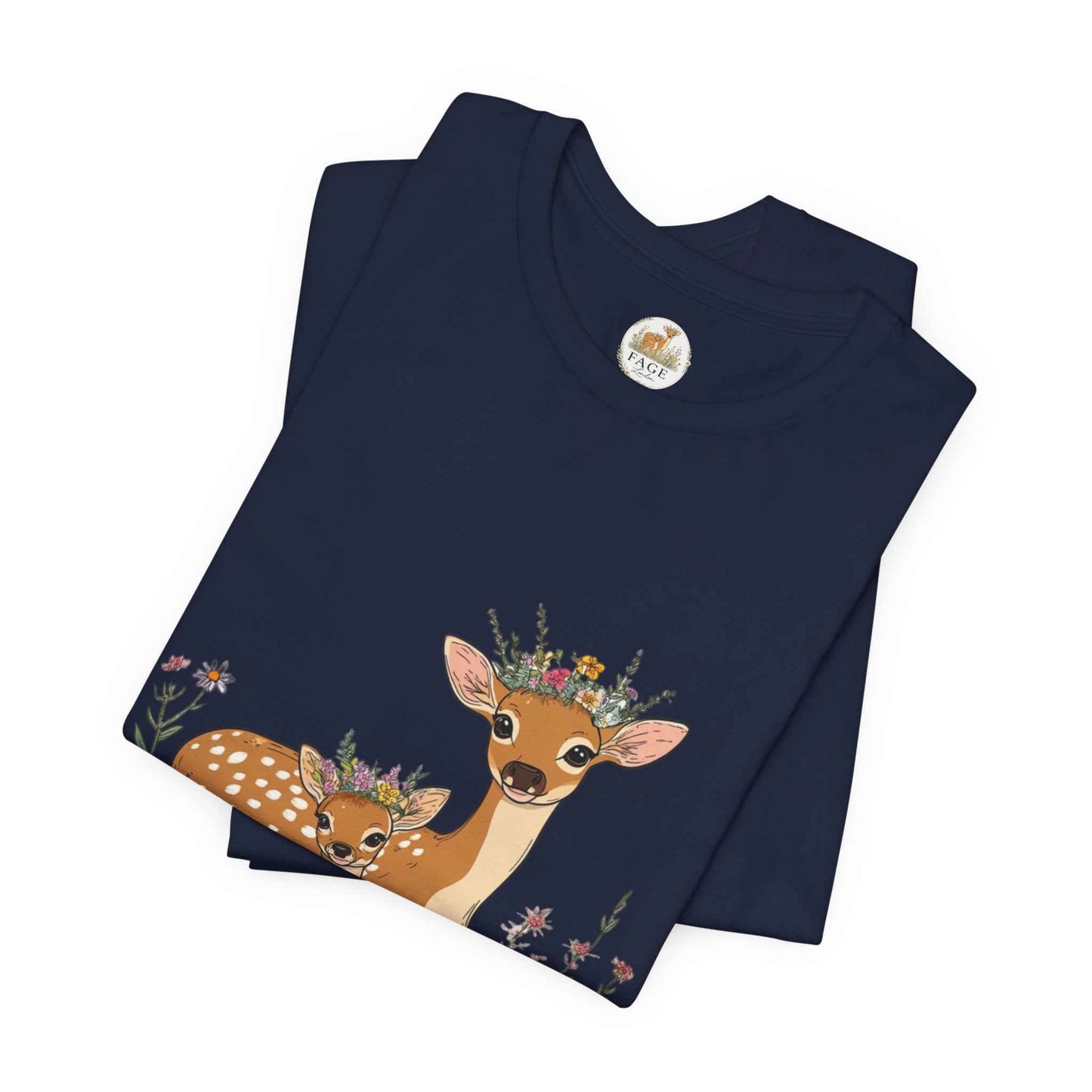 Floral Deer T-Shirt - Mama and Fawn Illustration Tee